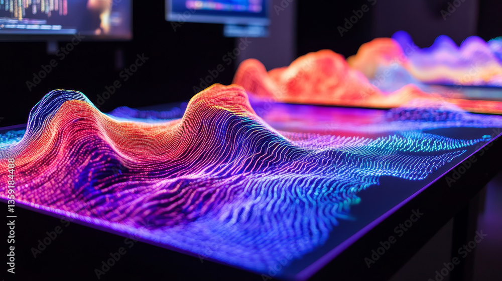 Poster data flow code element. random selection of digital games. 3d illustration of big data cyber waves