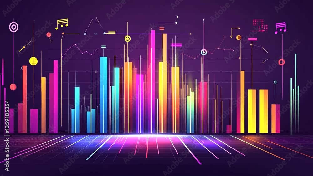Poster visual representation of sound waves and audio frequency analysis generative ai