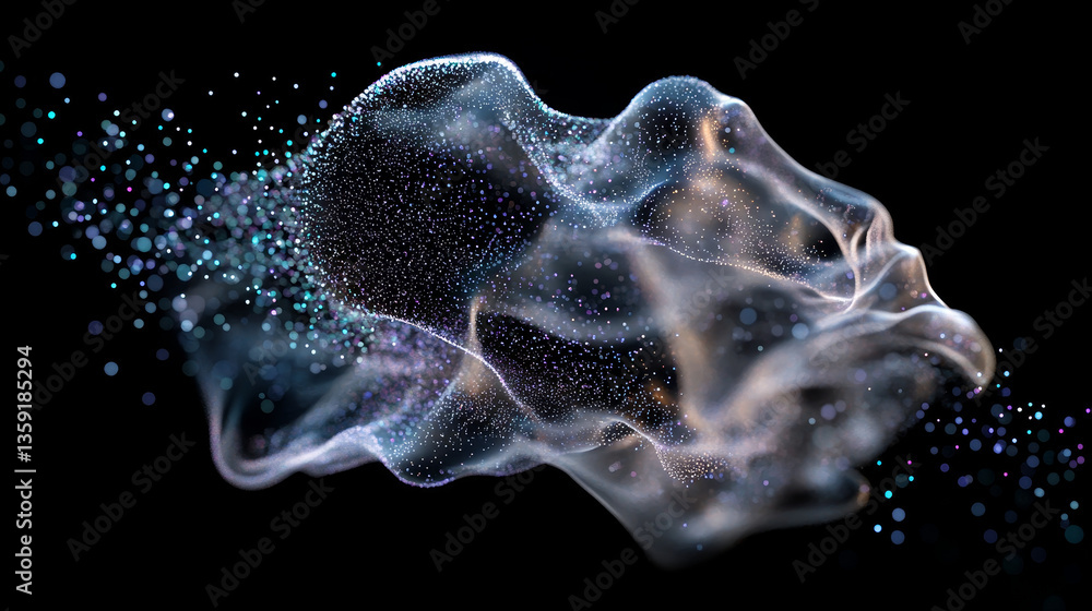 Poster abstract neural network 3d illustration. cyber emotion for business presentation. nano particles in 