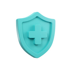 Obraz premium Sleek 3D Line Medical Insurance Shield with Plus