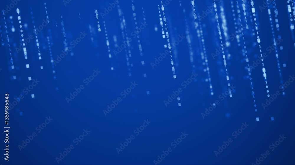 Poster abstract background animation of digital binary number 0 1 matrix drop video overlay template for te