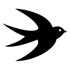 Obraz premium swift bird black silhouette vector, Simple silhouette Design vector icon with white background. Wild bird