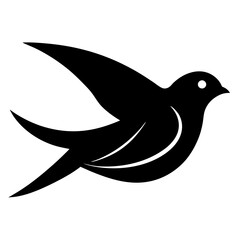swift bird black silhouette vector, Simple silhouette Design vector icon with white background. Wild bird