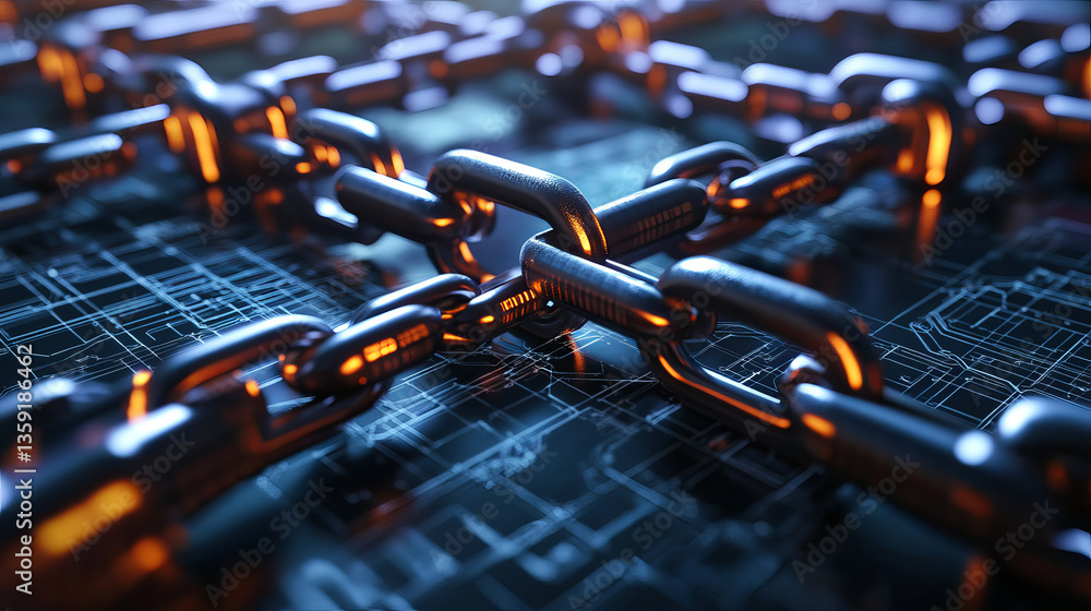 Poster cyber network 3d illustration. cloud technology. blockchain and database security. polygonal grid an