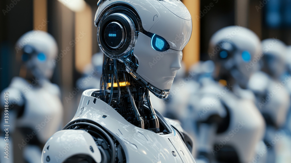 Poster chat bot. artificial intelligence in the global network. communication in social networks. 3d illust