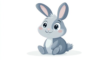 Obraz premium Cute cartoon bunny sitting, adorable, kid's illustration, for children's books, or educational materials