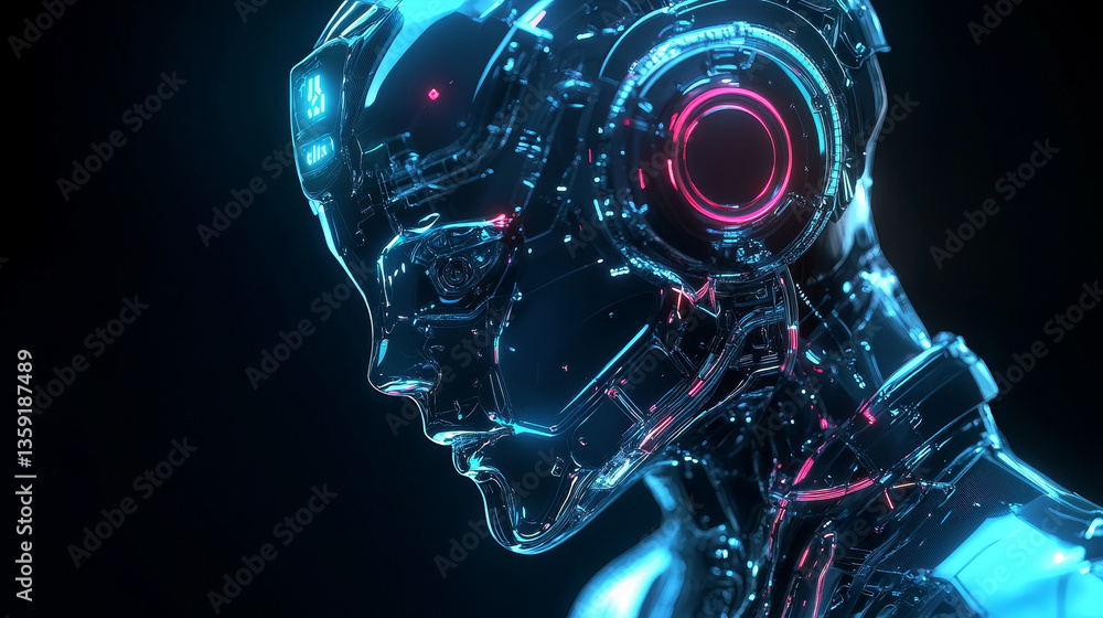 Aufkleber cyberspace and digital intelligence. high technology business. artificial neural network. blockchain