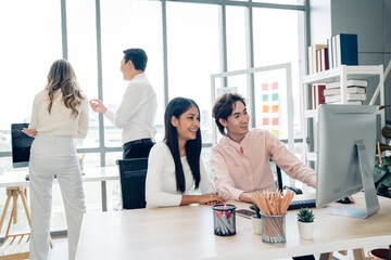 Business people are working and brainstorming discussed about work.