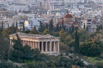 Fototapeta premium Aerial view of the ancient temple of Hephaestus, Athens, Greece