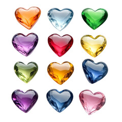 Fototapeta premium Colorful Gemstone Hearts Love Romance Collection