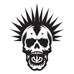 Punk Skull Vector Silhouette Graphic for Edgy Design Projects