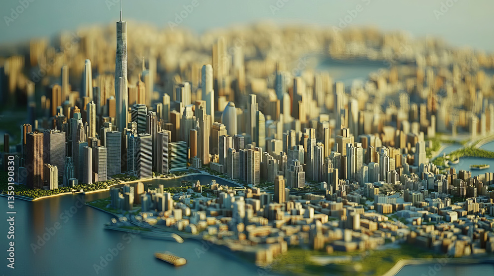 Poster technological innovation. map of continents with points of largest agglomerations. 3d illustration w