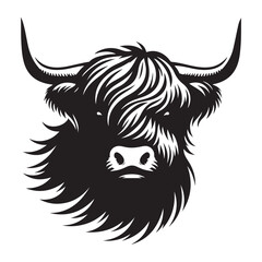 Highland Cow Head Vector Graphic Scottish Cattle Illustration
