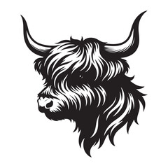 Highland Cow Silhouette Illustration Portrait Scottish Symbol Livestock