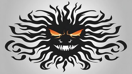 Fototapeta premium Glaring demonic face with fiery hair.