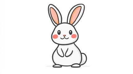 Obraz premium Cute cartoon rabbit illustration, cheerful animal, simple design, possible use for children's book or digital media