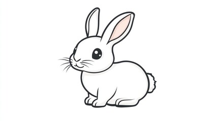 Obraz premium Cute white rabbit cartoon illustration, children's book, educational image, digital art