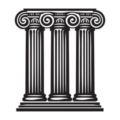 Obraz premium Ionic Columns Silhouette Vector Illustration Greek Architecture Symbol