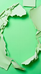 Abstract Ripped Green Paper Frame Background