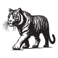 Majestic Tiger Vector Illustration for Wildlife and Conservation Projects