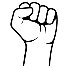 Clenched fist with fingers curled tightly, symbolizing solidarity, strength, protest, powerful emblem for movements advocating justice, equality, empowerment for marginalized communities.