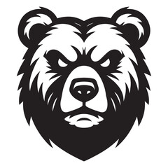 Bear Head Vector Art Graphic Design Angry Face Illustration