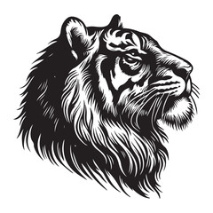 Detailed Tiger Head Silhouette Vector Illustration Design Artwork