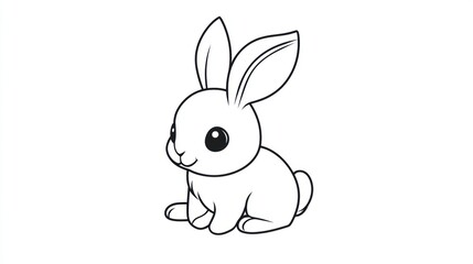 Cute cartoon rabbit illustration, simple line drawing