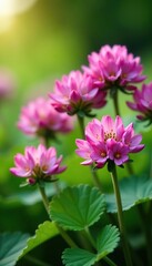 Fototapeta premium Beautiful close-up of vibrant clover flowers blooming in a garden, beauty, summer