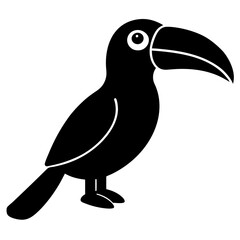 toucan bird black silhouette vector, Simple silhouette Design vector icon with white background. Wild bird