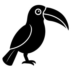 toucan bird black silhouette vector, Simple silhouette Design vector icon with white background. Wild bird