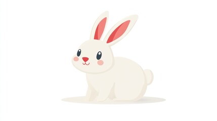 Obraz premium Cute cartoon rabbit, simple illustration, children's book, educational