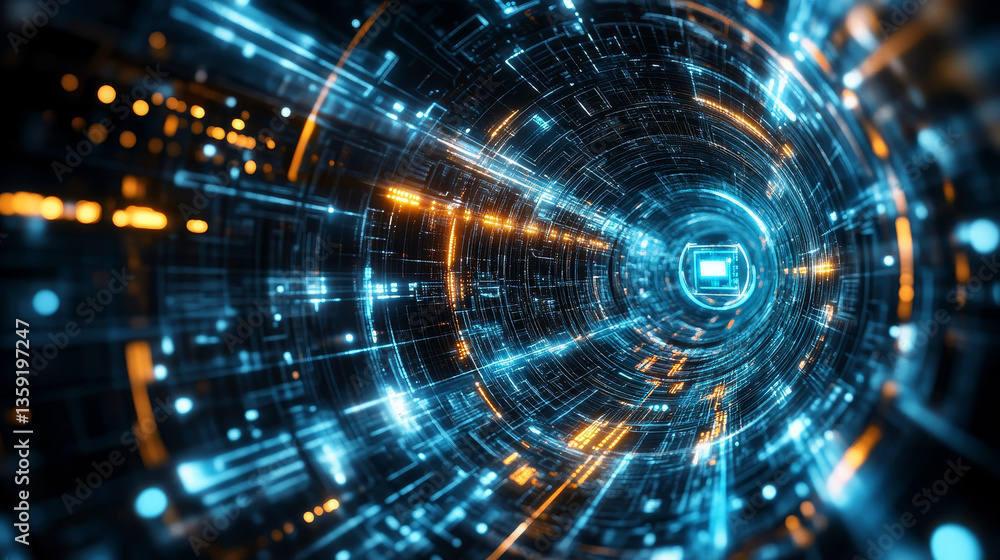 Aufkleber artificial intelligence 3d illustration. digital technologies in cyberspace of future. cybersecurity