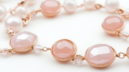 Elegant Necklace and Bracelet on White Background