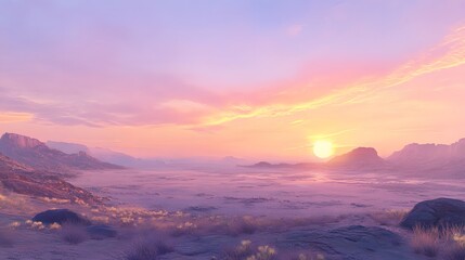 Serene Sunset over Desert Landscape