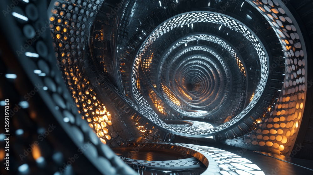 Poster dna helix. hi tech technology in the field of genetic engineering. 3d illustration on a futuristic b