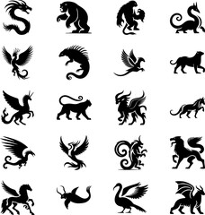 Collection of Mythical Creatures Silhouettes