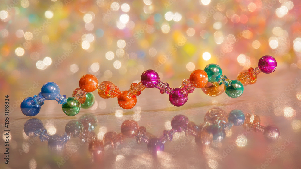 Aufkleber molecule 3d illustration. digital technologies in genetic engineering. crystal lattice structure. re