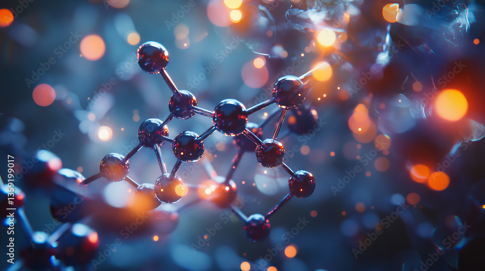 Aufkleber molecule 3d illustration. digital technologies in genetic engineering. crystal lattice structure. re