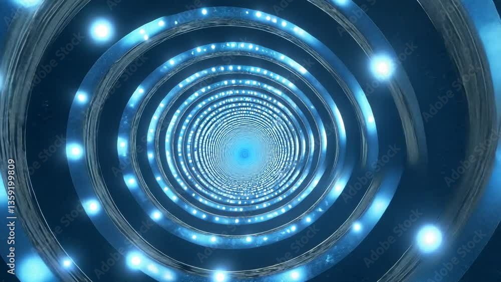 Poster stylish blue technology lights create mesmerizing circular patterns generative ai