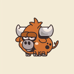 Bull vector illustration, cartoon style bull illustration