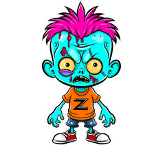 illustration of a boy zombie isolated in white