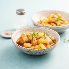 Chicken ragout with pineapple