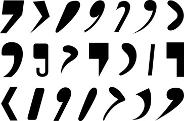 Illustration of different comma signs isolated on white background