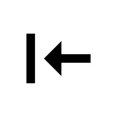 Left to line icon in black and outline style
