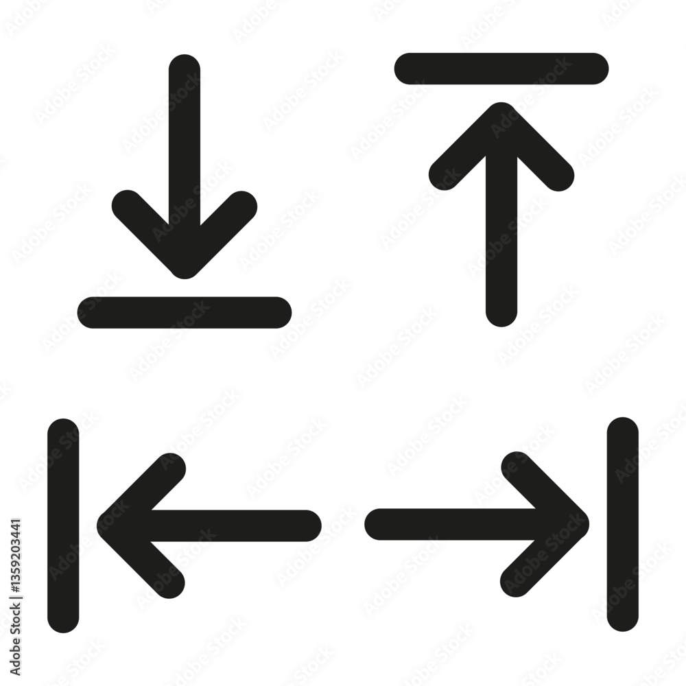 Poster arrow direction icons. four simple arrows. black geometric design. vector navigation symbol.
