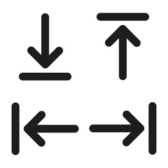 Arrow direction icons. Four simple arrows. Black geometric design. Vector navigation symbol.