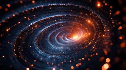 Obraz premium Glowing spiral nebula, cosmic energy, swirling particles