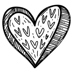 Hand-drawn heart with patterns vector