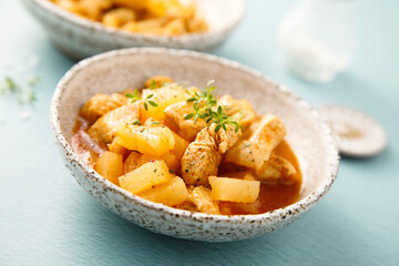 Chicken ragout with pineapple